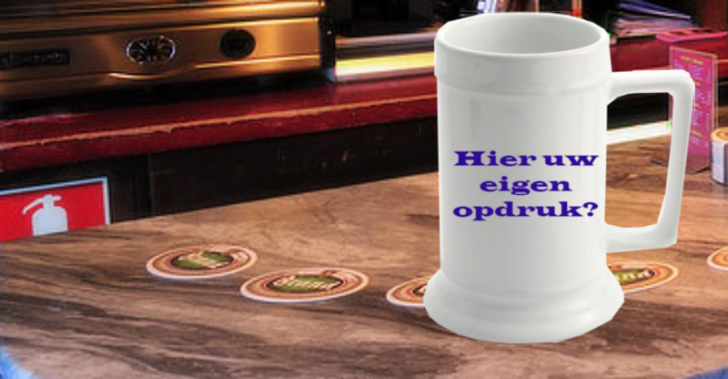 Bierpul van keramiek met foto, tekst of logo, personaliseren